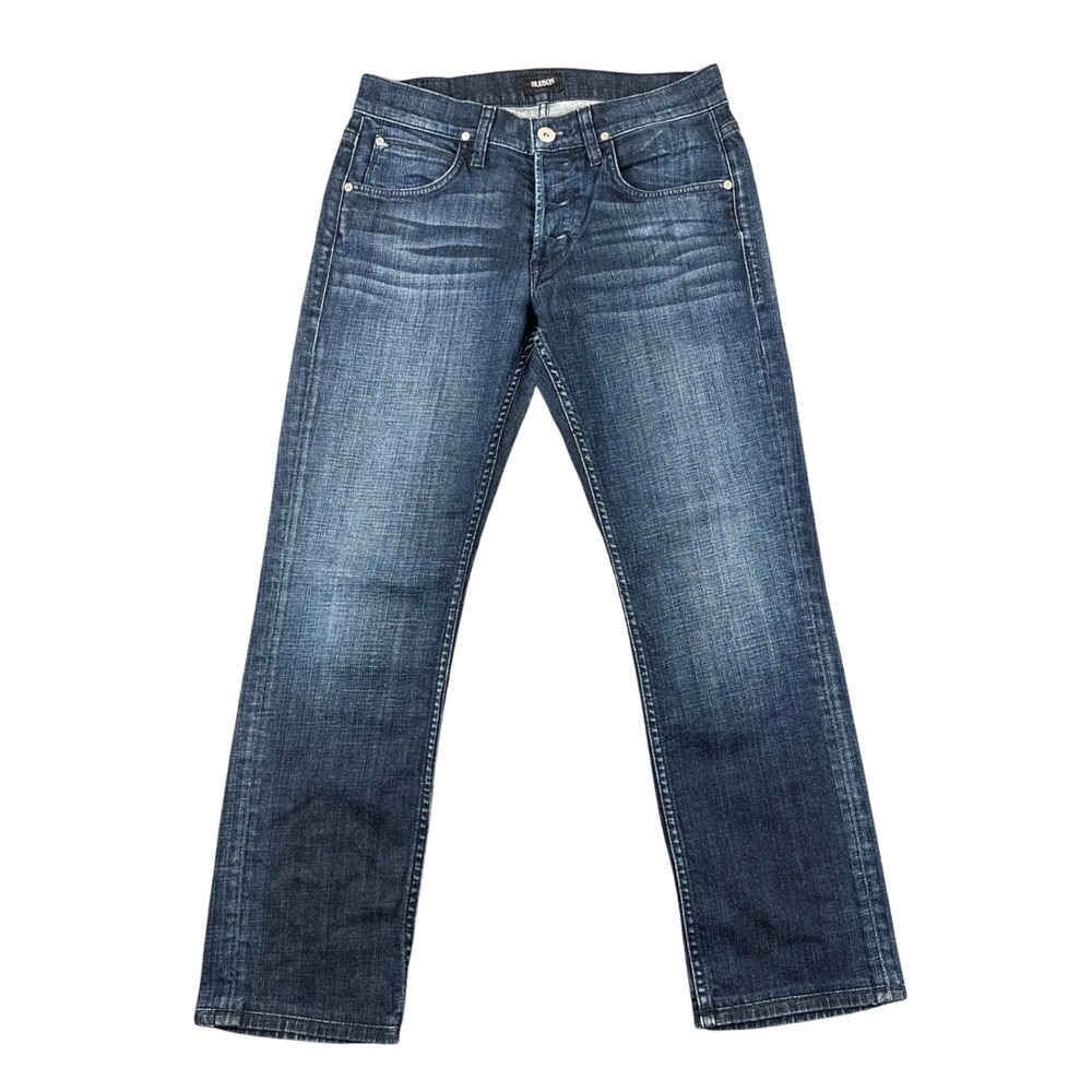 Hudson Byron Straight Jeans Mens 31 Straight Fit Dark Wash Stretch Button Fly